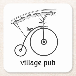 Village Pub Square Paper Coaster
