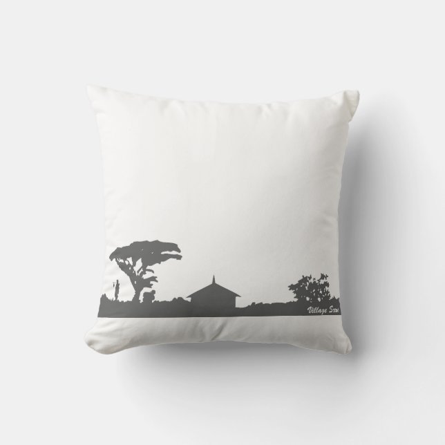 Village Scene Throw Pillow (Front)