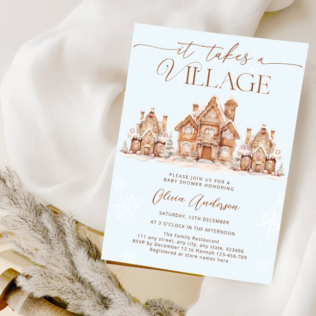 Village Snowy Winter Boy Baby Shower Invitation (Creator Uploaded)