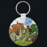 Village Street by Vincent van Gogh Keychain<br><div class="desc">Village Street by Vincent van Gogh is a vintage fine art post impressionism architectural painting featuring a row of cottages on a country lane in the town of Auvers, France. About the artist: Vincent Willem van Gogh was a Post Impressionist painter whose work was most notable for its rough beauty,...</div>