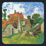 Village Street by Vincent van Gogh Square Sticker<br><div class="desc">Village Street by Vincent van Gogh is a vintage fine art post impressionism architectural painting featuring a row of cottages on a country lane in the town of Auvers, France. About the artist: Vincent Willem van Gogh was a Post Impressionist painter whose work was most notable for its rough beauty,...</div>