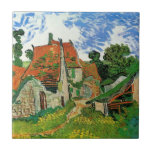 Village Street by Vincent van Gogh Tile<br><div class="desc">Village Street by Vincent van Gogh is a vintage fine art post impressionism architectural painting featuring a row of cottages on a country lane in the town of Auvers, France. About the artist: Vincent Willem van Gogh was a Post Impressionist painter whose work was most notable for its rough beauty,...</div>