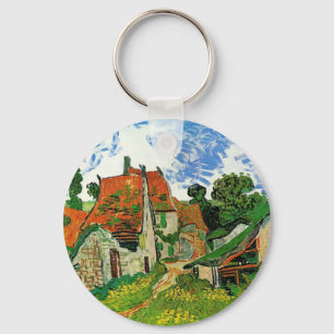 Village Street in Auvers by Vincent Van Gogh Keychain