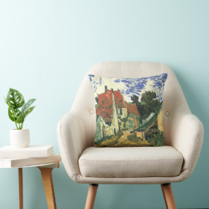 Village Street in Auvers by Vincent van Gogh Throw Pillow