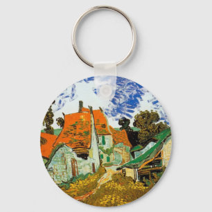 Village street in Auvers, Vincent van Gogh Keychain