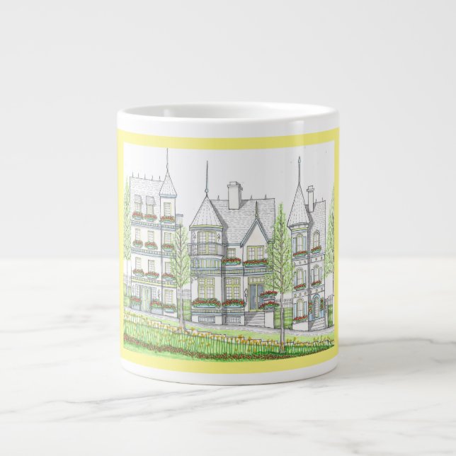Village victorien Jumbo Mug avec jaune (Devant)