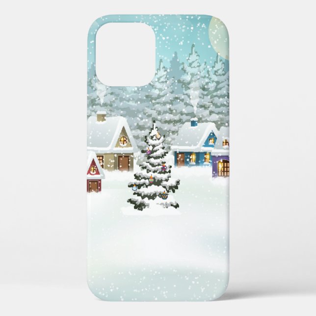 Village winter landscape with snow covered houses  Case-Mate iPhone case (Back)