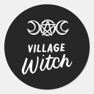Village Witch Funny Halloween Wicca Wiccan Witchcr Classic Round Sticker