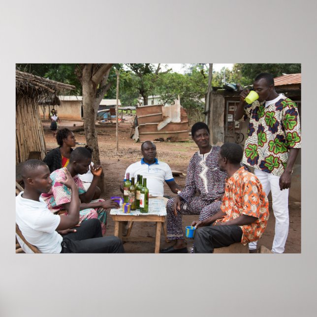 Villagers drinking palm wine poster (Front)