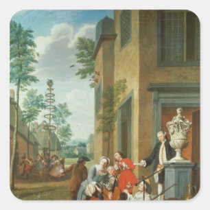 Villagers Merrymaking Square Sticker