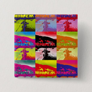 VILLAGES OF WALES 2 INCH SQUARE BUTTON