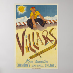 Villars, Alpes suisses, affiche de ski