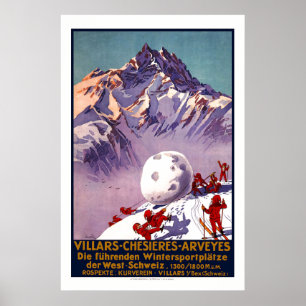 Villars, Switzerland, Vintage Travel Poster
