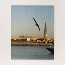 Ville avec un puzzle d'oiseaux