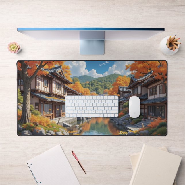 Ville d'automne - Studio Ghibli inspiré (Bureau 1)