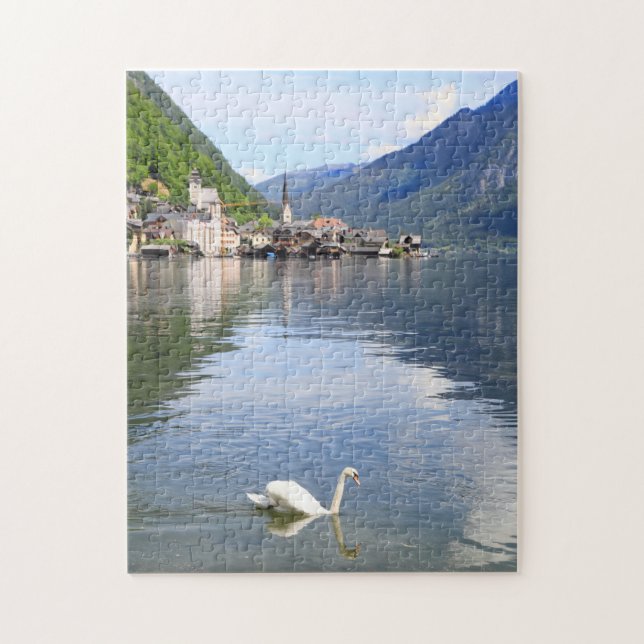 Ville de Hallstatt de puzzle et lac de l'Autriche (Vertical)