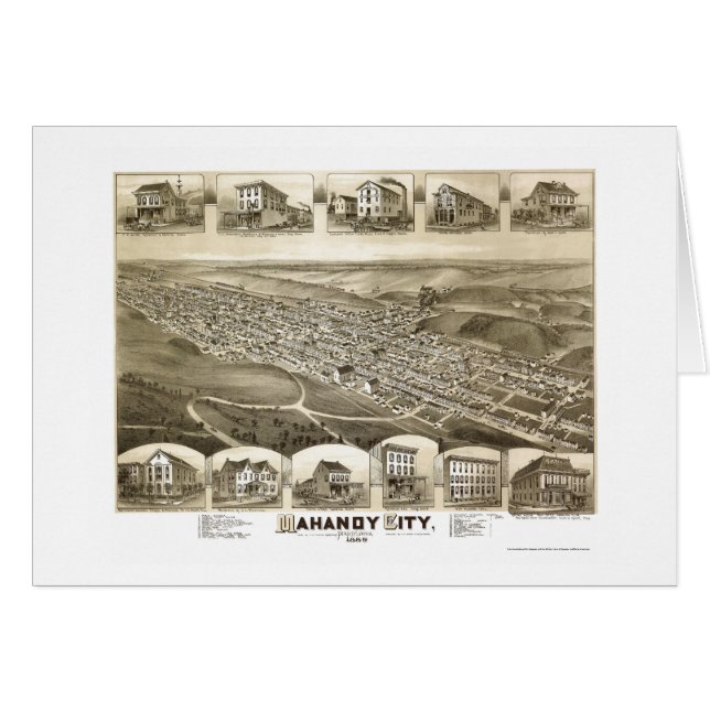 Ville de Mahanoy, carte panoramique de PA - 1889 (Devant horizontal)