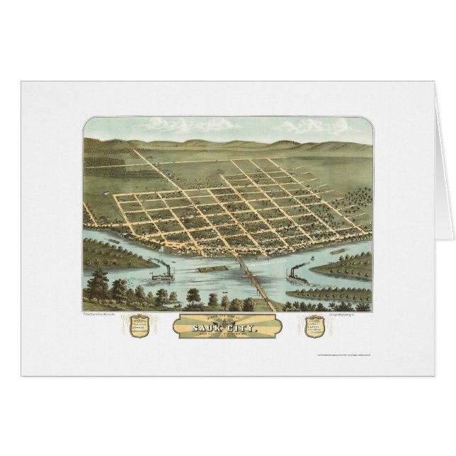 Ville de Sauk, carte panoramique de WI - 1870 (Devant horizontal)