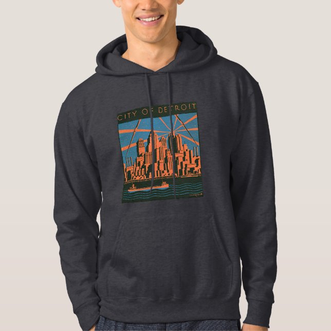 Ville de sweat - shirt à capuche de Detroit (Devant)