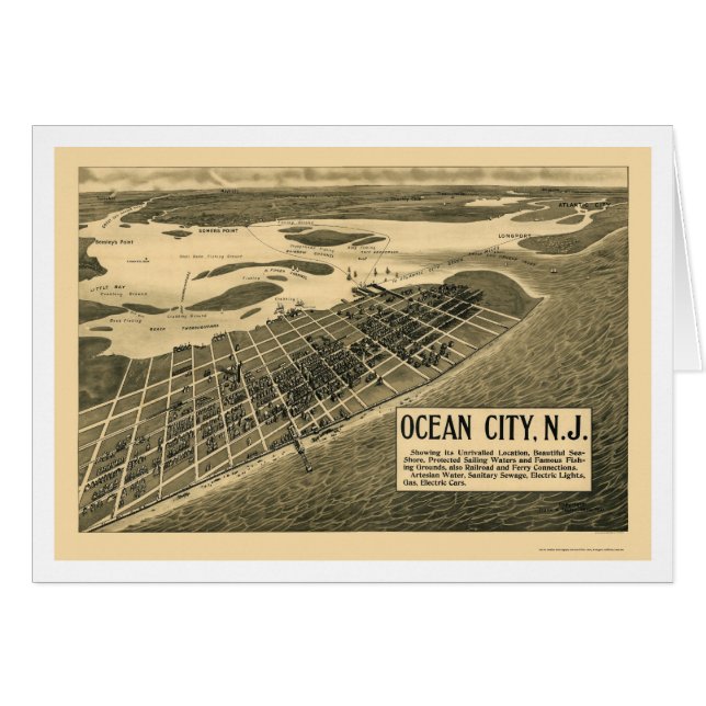 Ville d'océan, carte panoramique de NJ - 1903 (Devant horizontal)