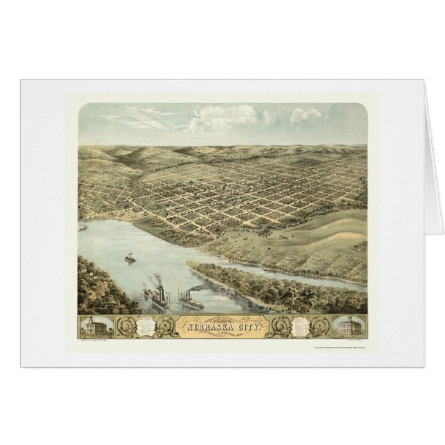 Ville du Nébraska, carte panoramique de Ne - 1868 (Devant horizontal)