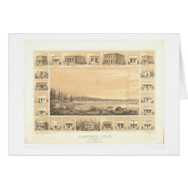Ville en croissant, carte panoramique 1857 (0465A) (Devant horizontal)