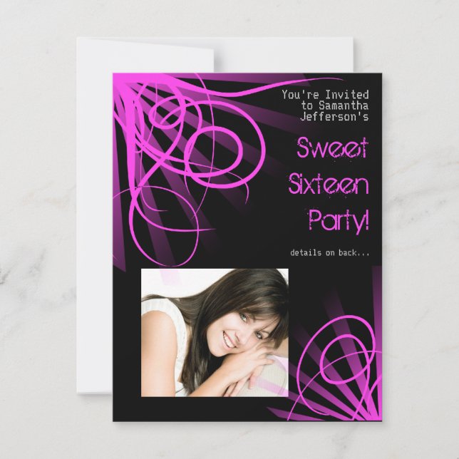 Ville rose éclaire Sweet sixteen Invitation (Devant)