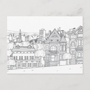 ville rue coloriage cadeau carte postale