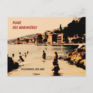 Villefranche-sur-Mer, beach, Postcard