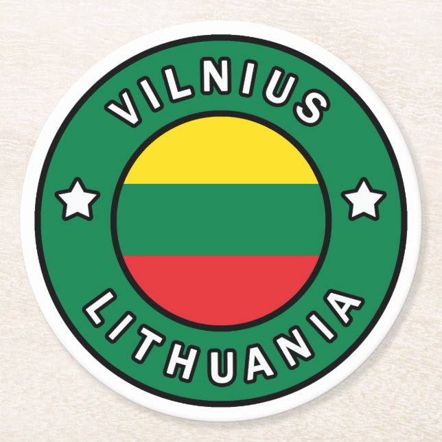 Vilnius Lithuania Round Paper Coaster (Front)