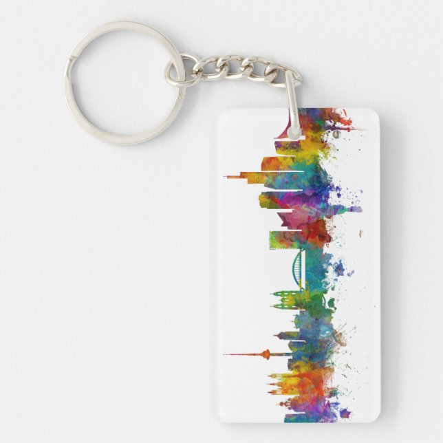 Vilnius Lithuania Skyline Keychain (Front)