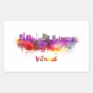 Vilnius skyline in watercolor sticker