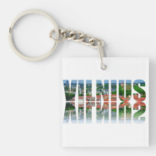 Vilnius text with reflection keychain