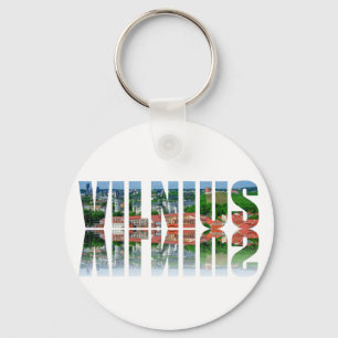 Vilnius text with reflection keychain