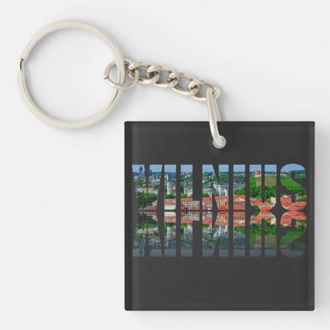 Vilnius text with reflection keychain (Front)