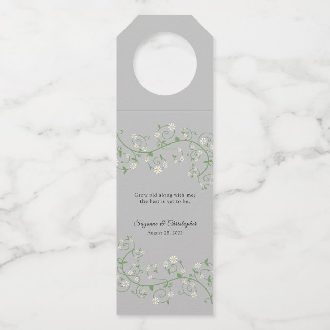 Vin à fleurs blanches sur étiquette de porte-botte (Devant)
