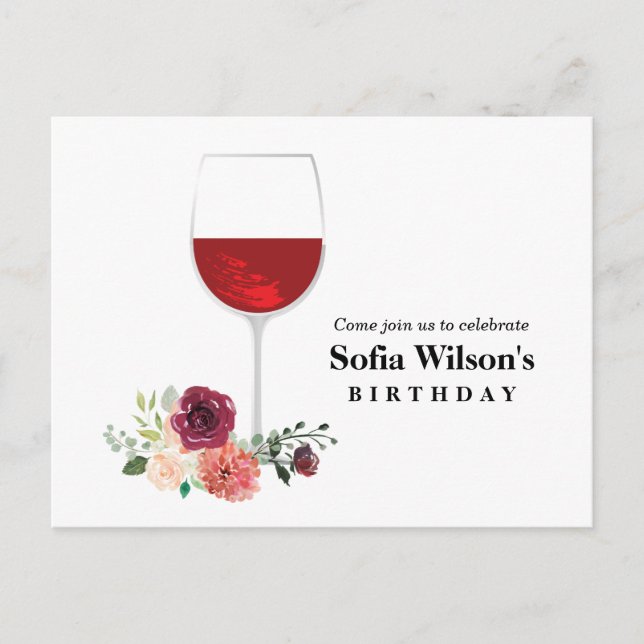 vin, anniversaire adulte, mariage, invitation à la (Devant)