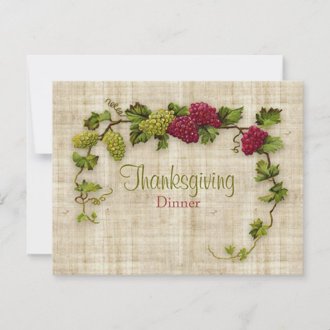 Vin aux raisins Thanksgiving Dîner invitation (Devant)