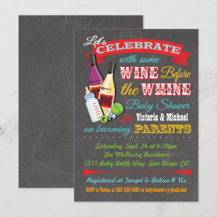 Vin avant les Invitations du Baby shower blanc