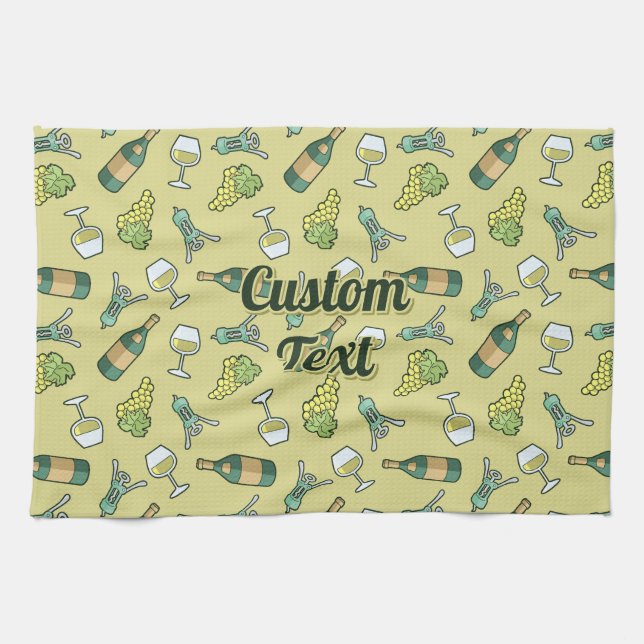 Vin blanc Motif serviette de cuisine (Horizontal)