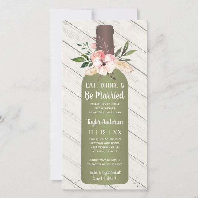 Vin Bouteille de douche nuptiale Invitation (Devant)