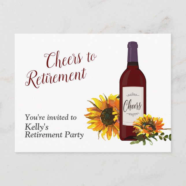 vin bouteille de retraite Fête Invitation Carte po (Devant)