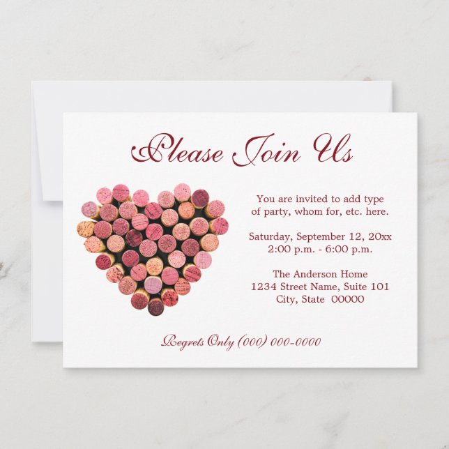 Vin Cork Invitations Coeur (Devant)
