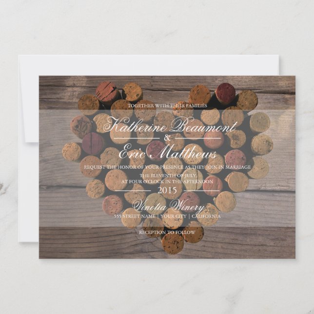 Vin Cork Rustique Faire-part de mariage (Devant)