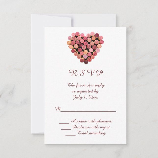 Vin Corks Mariage de coeur RSVP (Devant)