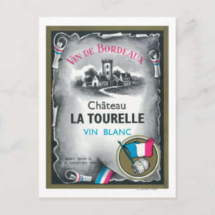 Vin De Bordeaux Wine LabelEurope Postcard