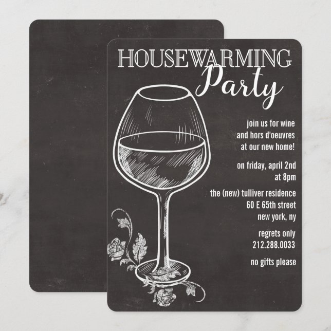 Vin de Chalk Verre Maison Invitation (Devant / Derrière)