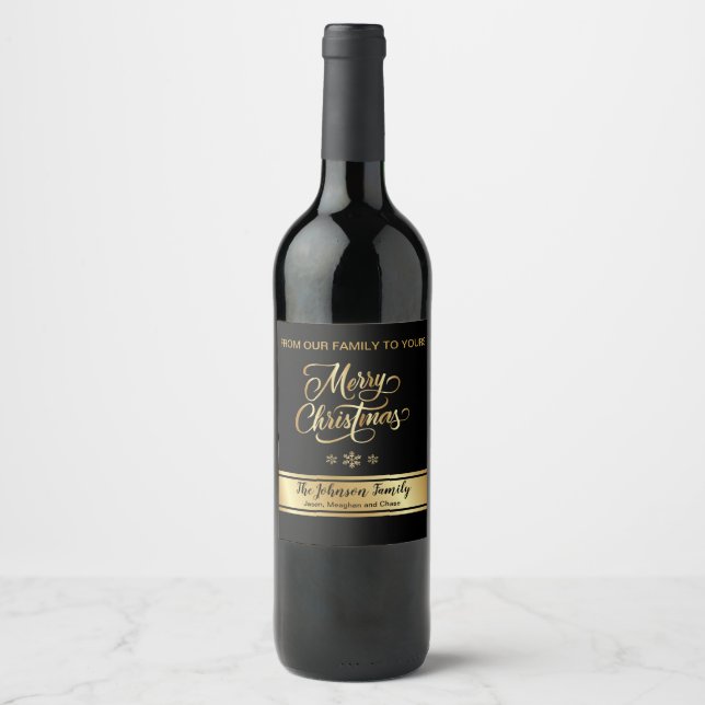Vin de Noël noir et or Étiquette (Devant)