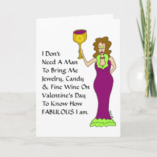 Vin Diva "pas besoin d'un homme" Carte Saint Valen