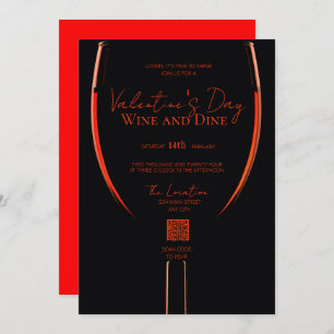 Vin et dîner Valentine QR Code Invitation